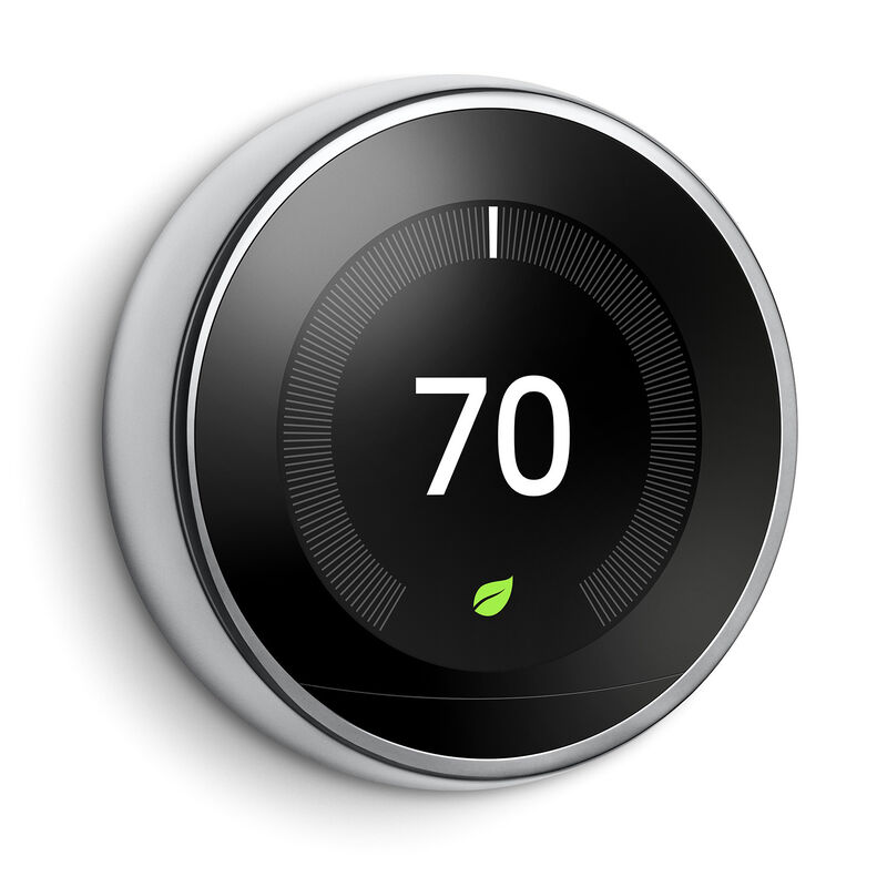 Polished Steel Nest Learning Thermostat 3rd Generation